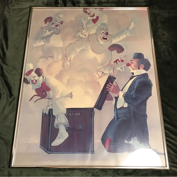 Robert Owen Clowns Out Of The Pandora's Box Pando Framed 22”x28”
